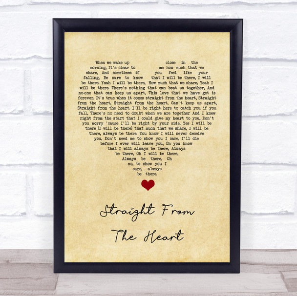 Doolally Straight From The Heart Vintage Heart Song Lyric Quote Music Print