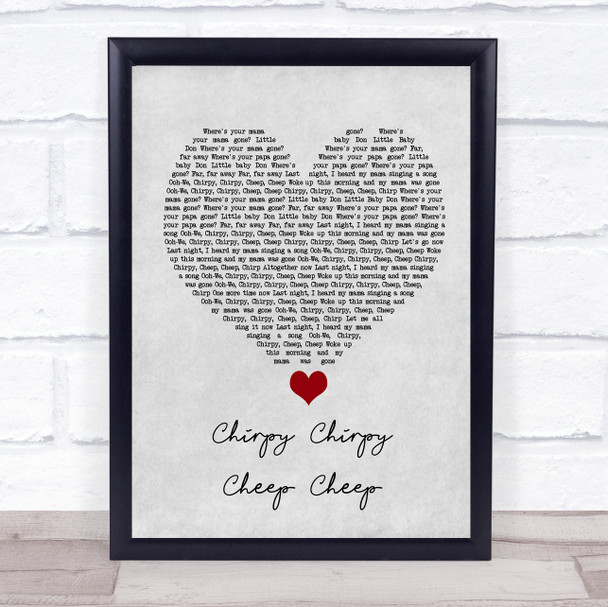 Middle Of The Road Chirpy Chirpy Cheep Cheep Grey Heart Song Lyric Quote Music Print