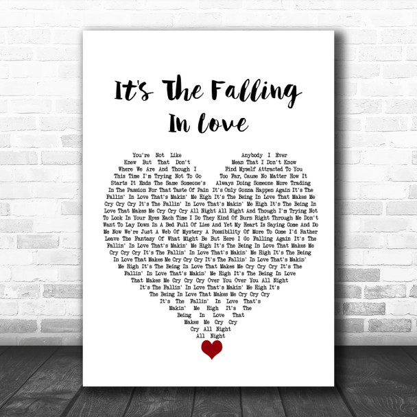Michael Jackson It's The Falling In Love White Heart Song Lyric Quote Music Print