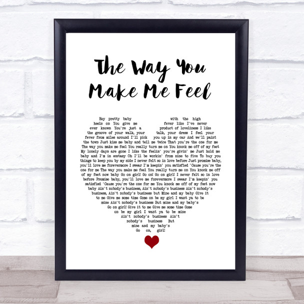 Michael Jackson The Way You Make Me Feel White Heart Song Lyric Quote Music Print