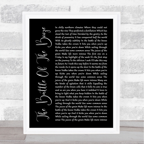 The Proclaimers The Battle Of The Booze Black Script Song Lyric Quote Music Print