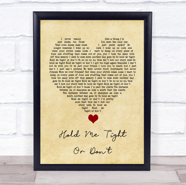 Fall Out Boy Hold Me Tight Or Don't Vintage Heart Song Lyric Quote Music Print
