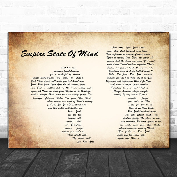 Alicia Keys Empire State Of Mind Man Lady Couple Song Lyric Quote Music Print