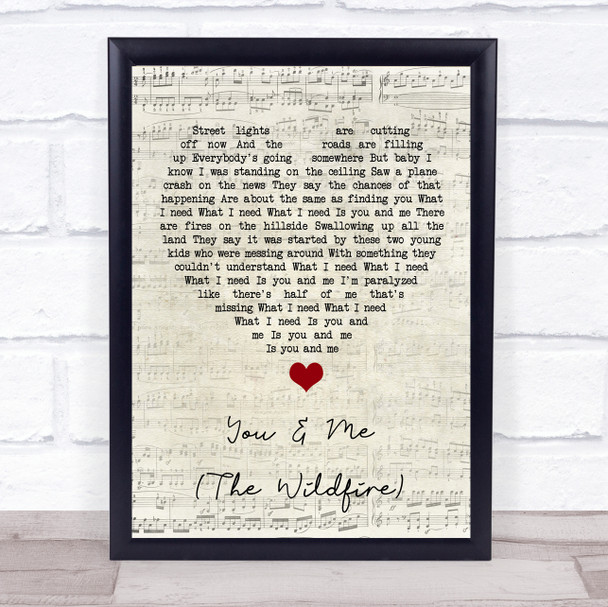 Aron Wright You & Me (The Wildfire) Script Heart Song Lyric Quote Music Print