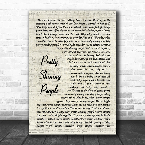 George Ezra Pretty Shining People Vintage Script Song Lyric Quote Music Print