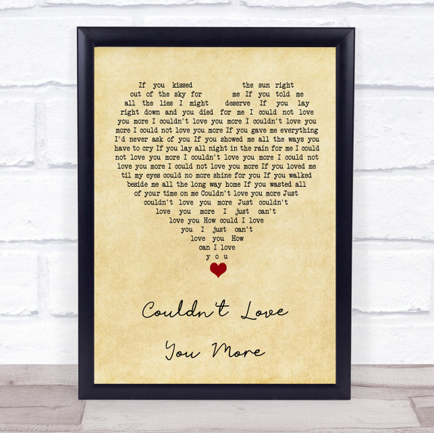 John Martyn Couldn't Love You More Vintage Heart Song Lyric Quote Music Print