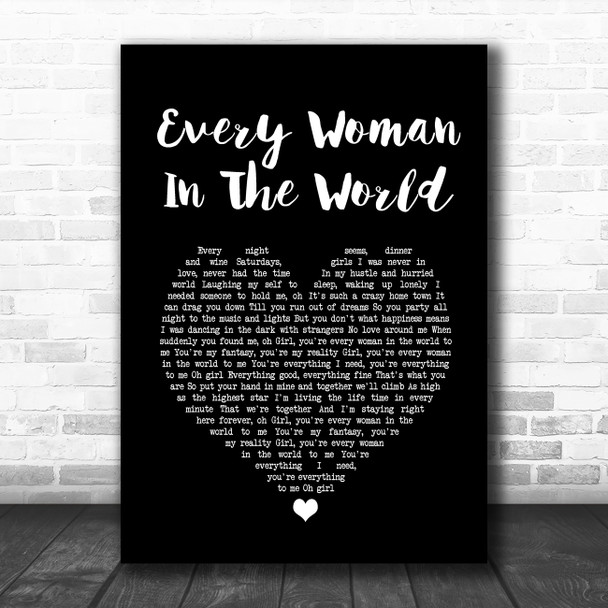 Air Supply Every Woman In The World Black Heart Song Lyric Quote Music Print