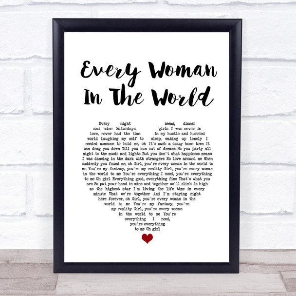Air Supply Every Woman In The World White Heart Song Lyric Quote Music Print