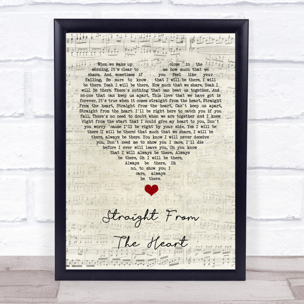 Doolally Straight From The Heart Script Heart Song Lyric Quote Music Print