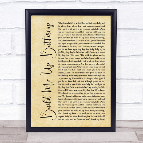 The Foundations Build Me Up Buttercup Rustic Script Song Lyric Quote Music Print