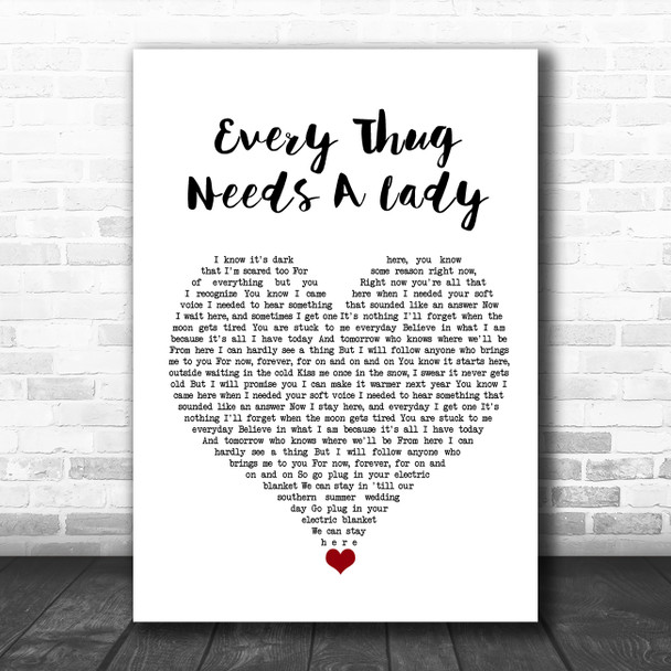 Alkaline Trio Every Thug Needs A Lady White Heart Song Lyric Quote Music Print