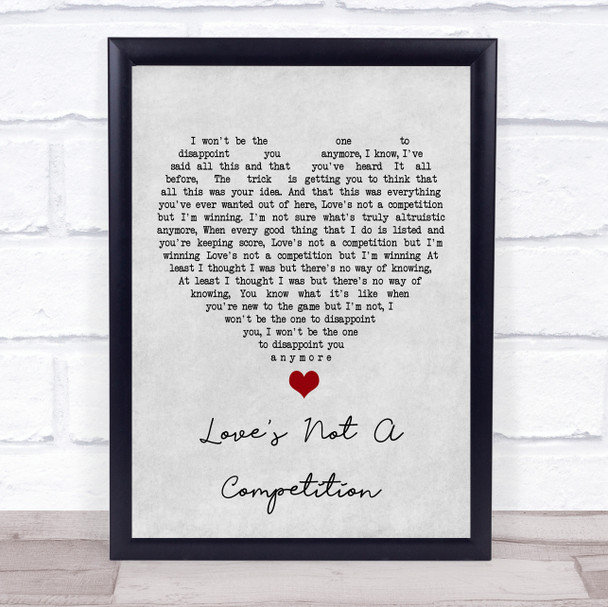 Kaiser Chiefs Love's Not A Competition Grey Heart Song Lyric Quote Music Print