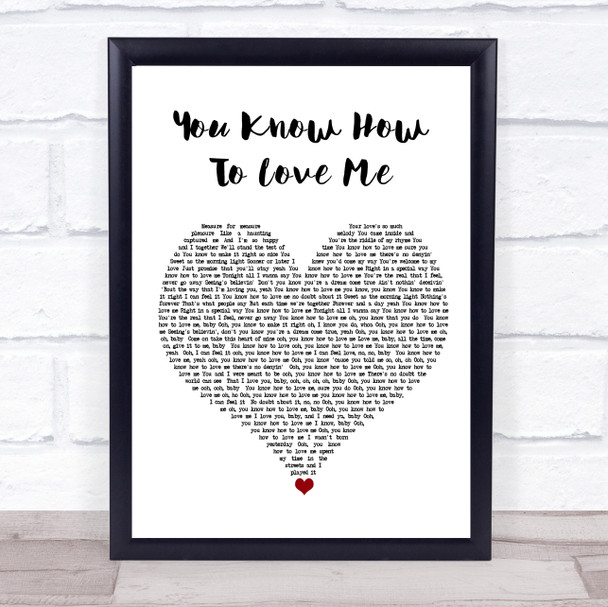 Phyllis Hyman You Know How To Love Me White Heart Song Lyric Quote Music Print