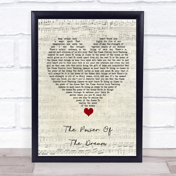 Celine Dion The Power Of The Dream Script Heart Song Lyric Quote Music Print