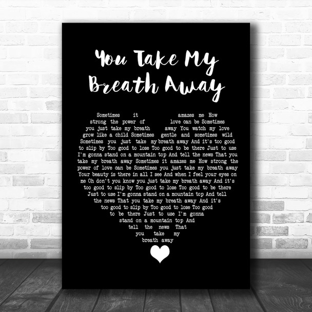 Eva Cassidy You Take My Breath Away Black Heart Song Lyric Quote Music Print