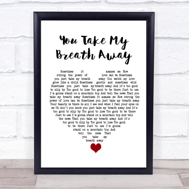 Eva Cassidy You Take My Breath Away White Heart Song Lyric Quote Music Print