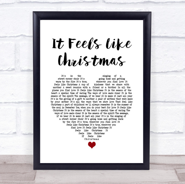 The Muppets It Feels Like Christmas White Heart Song Lyric Quote Music Print