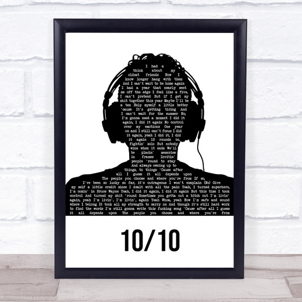 Rex Orange County 10 10 Black & White Man Headphones Song Lyric Quote Music Print