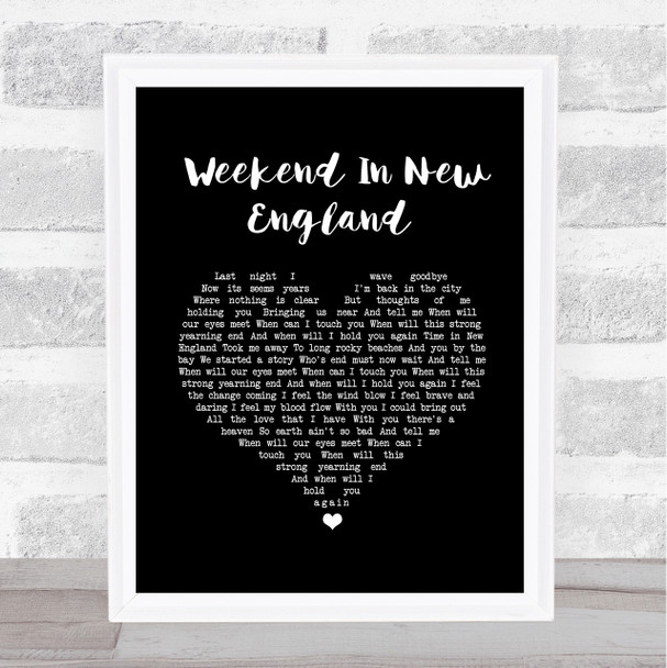 Barry Manilow Weekend In New England Black Heart Song Lyric Quote Music Print