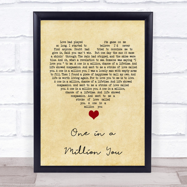 Larry Graham One in a Million You Vintage Heart Song Lyric Quote Music Print