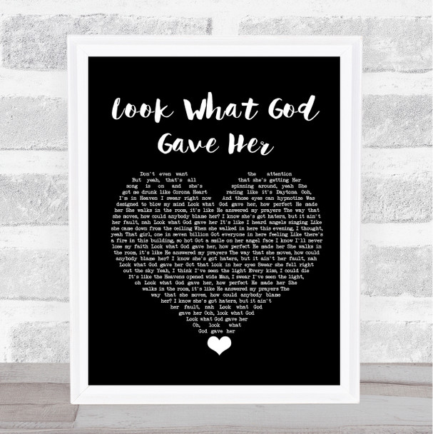 Thomas Rhett Look What God Gave Her Black Heart Song Lyric Quote Music Print
