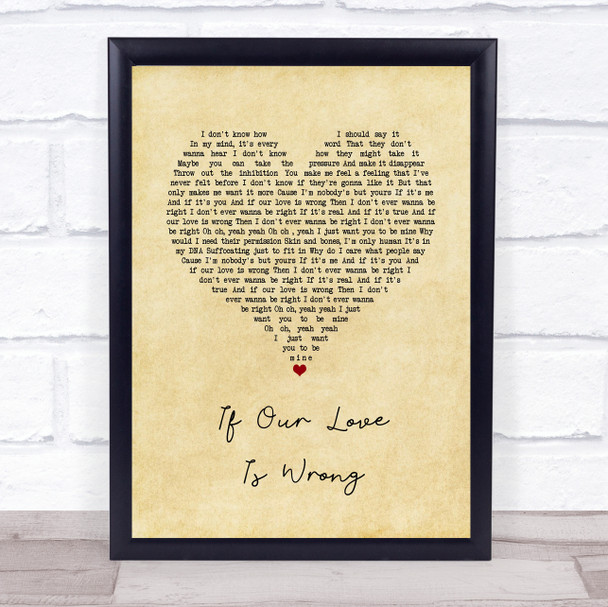 Calum Scott If Our Love Is Wrong Vintage Heart Song Lyric Quote Music Print