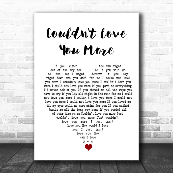 John Martyn Couldn't Love You More White Heart Song Lyric Quote Music Print