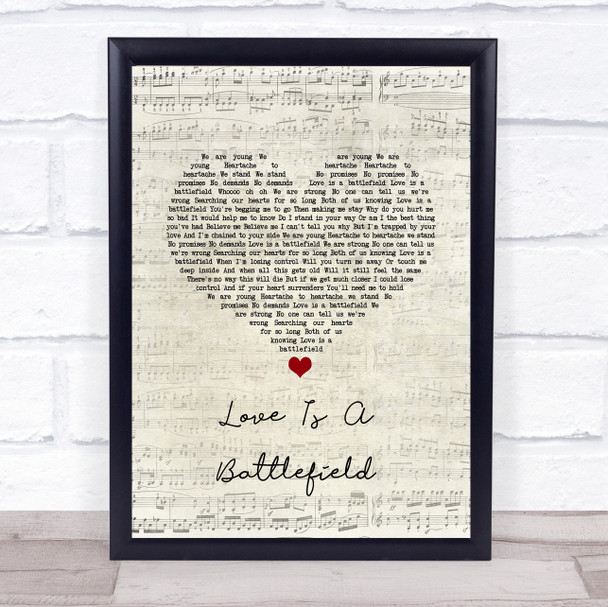 Pat Benatar Love Is A Battlefield Script Heart Song Lyric Quote Music Print