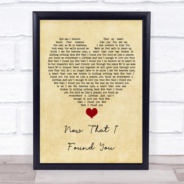 Terri Clark Now That I Found You Vintage Heart Song Lyric Quote Music Print