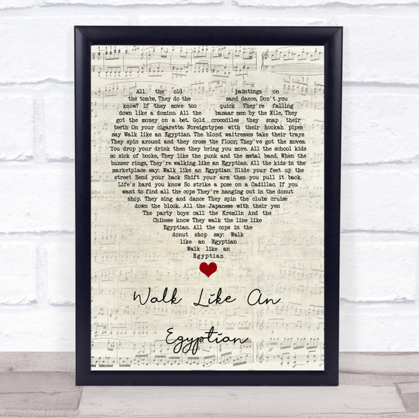 The Bangles Walk Like An Egyptian Script Heart Song Lyric Quote Music Print