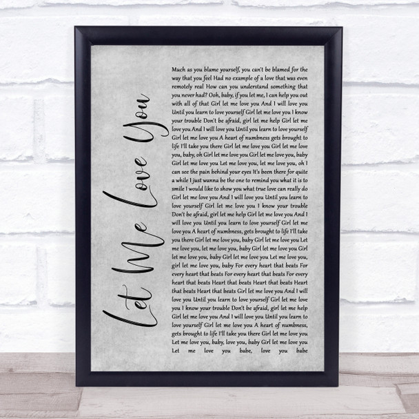 Ne-Yo Let Me Love You Grey Rustic Script Song Lyric Quote Music Print