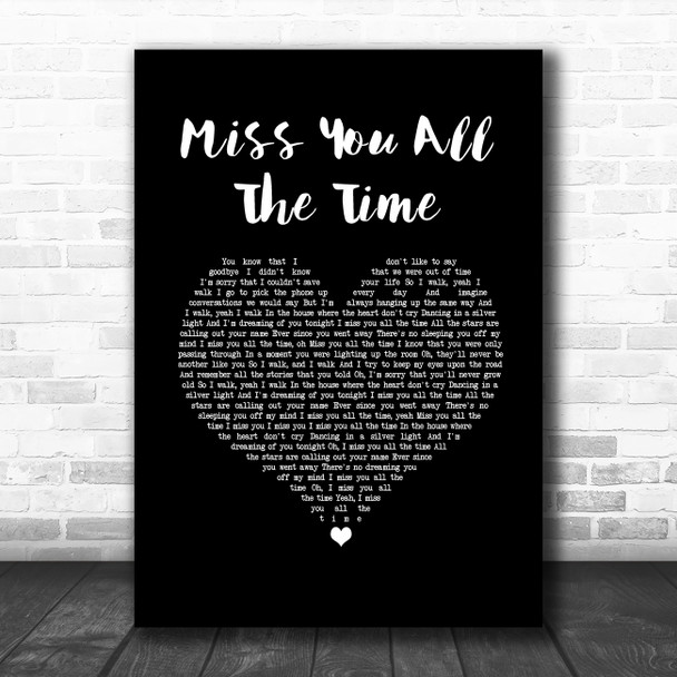 O.A.R. (Of A Revolution) Miss You All The Time Black Heart Song Lyric Quote Music Print