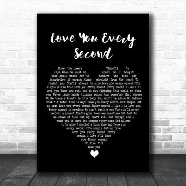 Charlie Landsborough Love You Every Second Black Heart Song Lyric Quote Music Print