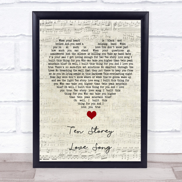 The Stone Roses Ten Storey Love Song Script Heart Song Lyric Quote Music Print