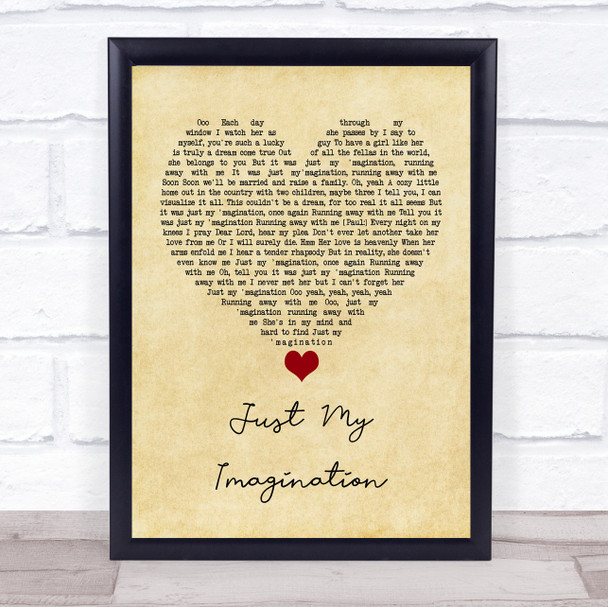 The Temptations Just My Imagination Vintage Heart Song Lyric Quote Music Print