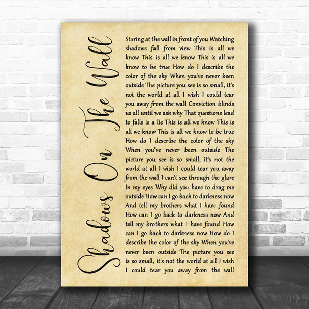 Blacktop Mojo Shadows On The Wall Rustic Script Song Lyric Quote Music Print