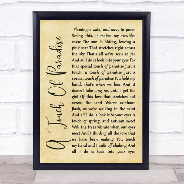 John Farnham A Touch Of Paradise Rustic Script Song Lyric Quote Music Print