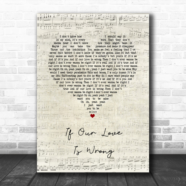 Calum Scott If Our Love Is Wrong Script Heart Song Lyric Quote Music Print