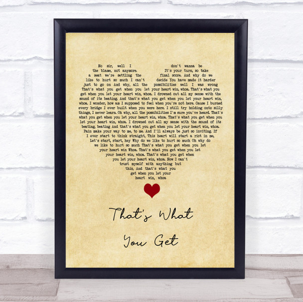 Paramore That's What You Get Vintage Heart Song Lyric Quote Music Print