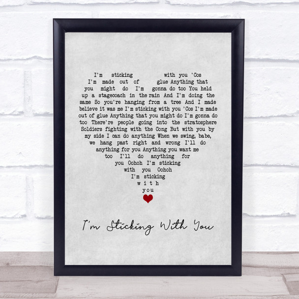 The Velvet Underground I'm Sticking With You Grey Heart Song Lyric Quote Music Print
