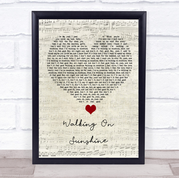 Katrina And The Waves Walking On Sunshine Script Heart Song Lyric Quote Music Print