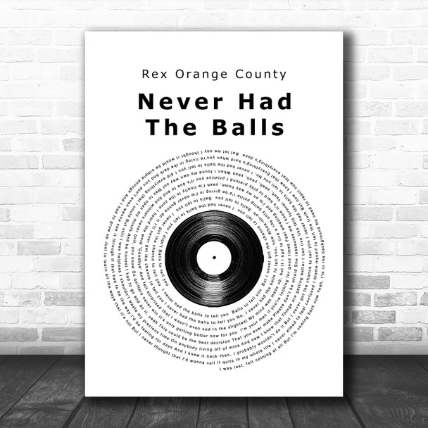 Rex Orange County Never Had The Balls Vinyl Record Song Lyric Quote Music Print