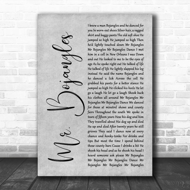 Sammy Davis Jr Mr. Bojangles Grey Rustic Script Song Lyric Quote Music Print