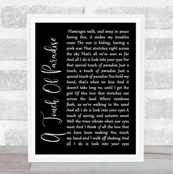 John Farnham A Touch Of Paradise Black Script Song Lyric Quote Music Print