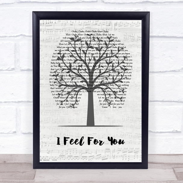 Chaka Khan I Feel For You Music Script Tree Song Lyric Quote Music Print