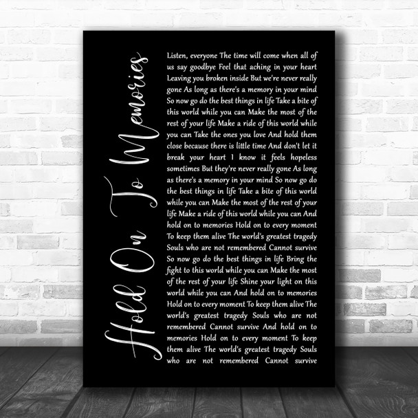 Disturbed Hold On To Memories Black Script Song Lyric Quote Music Print