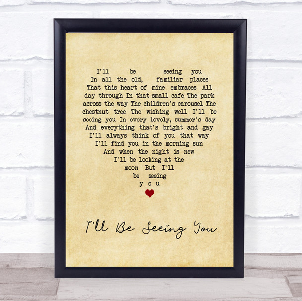 Peggy Lee I'll Be Seeing You Vintage Heart Song Lyric Quote Music Print