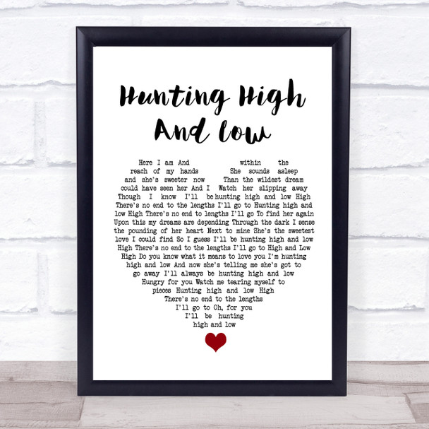 A-ha Hunting High And Low White Heart Song Lyric Quote Music Print