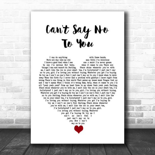 Nashville Cast, Hayden Panettiere & Chris Carmack Can't Say No To You White Heart Song Lyric Quote Music Print