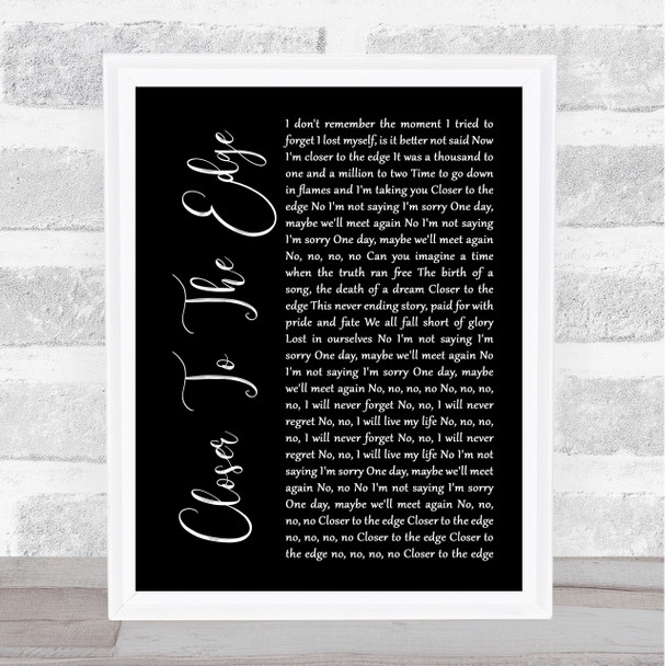 Thirty Seconds To Mars Closer To The Edge Black Script Song Lyric Quote Music Print